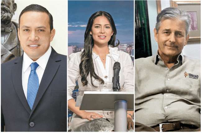 Los candidatos Mauricio Aguilar, Ángela Hernández y Leonidas Gómez. / Archivo particular