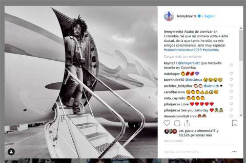 Lenny Kravitz llega a Bogotá y promete una visita "muy especial"
