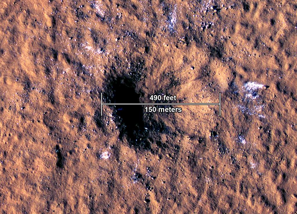 La imagen muestra el cráter que se formó luego del impacto de un meteorito.