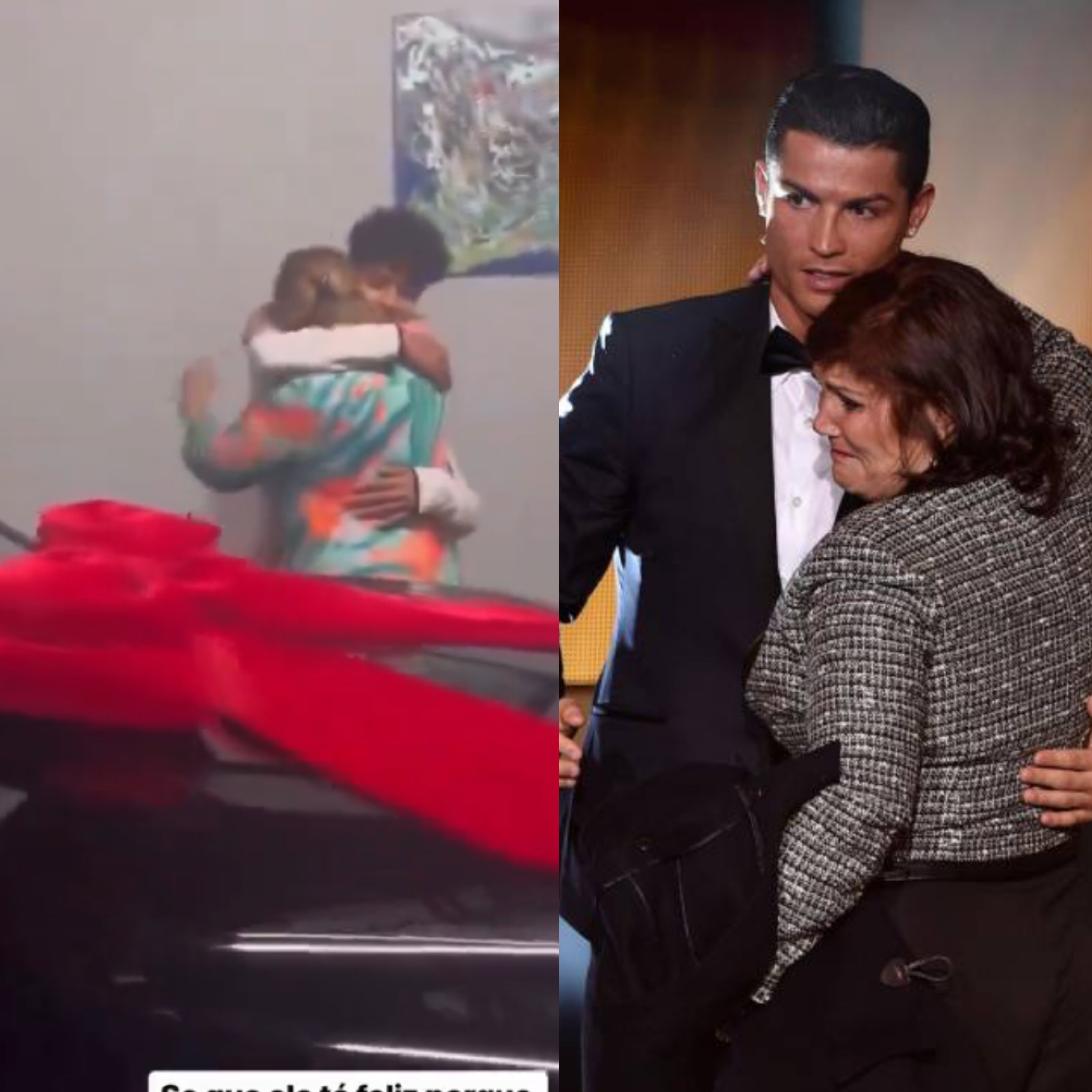 El hijo del futbolista portugués fue el encargado de darle a su abuela el regalo que su padre le tenía preparado.