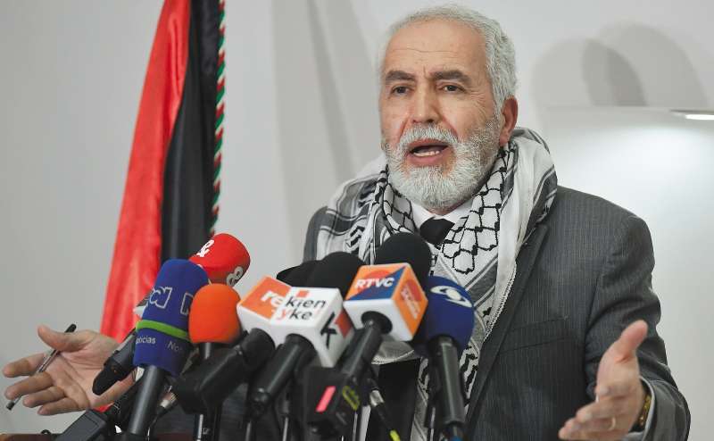 Rauf Malki, embajador de Palestina en Colombia durante rueda de prensa en la Embajada del Estado de Palestina en Colombia