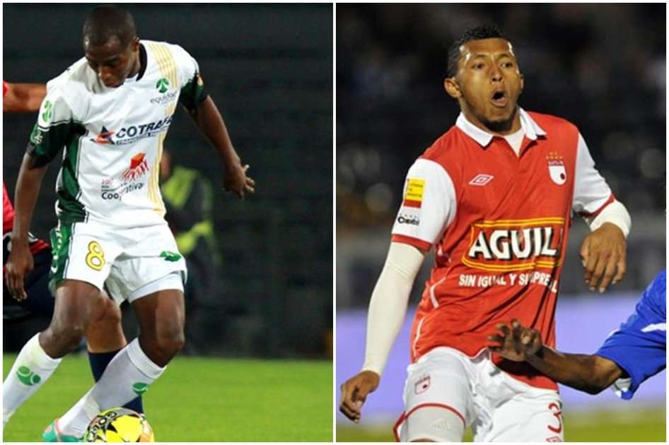 Dhawlim Leudo (i)  y Carlos Valdez (d), nuevos jugadores para Millonarios y Santa Fe. 