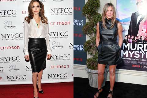 Angelina Jolie y Jennifer Aniston marcan tendencia de moda usando faldas