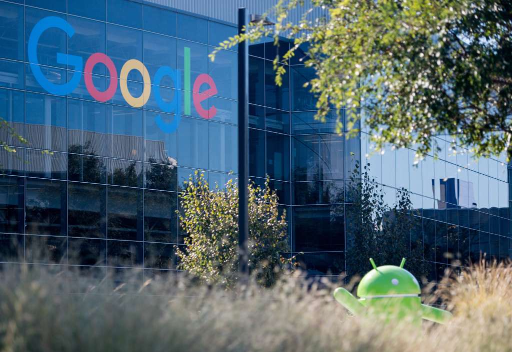 FILES) A large Android logo head is displayed at Alphabet’s Google Android plaza booth during the Consumer Electronics Show (CES) in Las Vegas, Nevada on January 5, 2023.