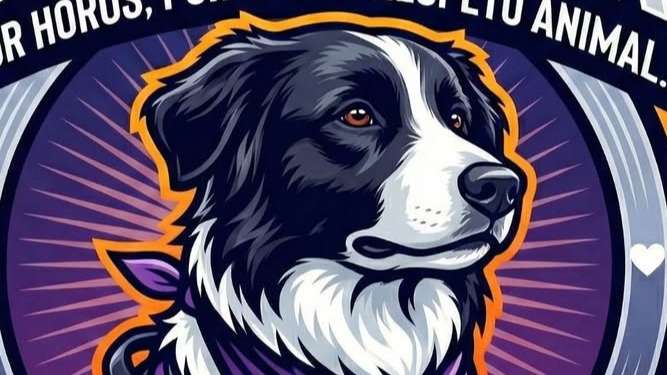 “Horus, un héroe para todos”, una imagen que honra la memoria de un perro y llama al respeto por los animales.