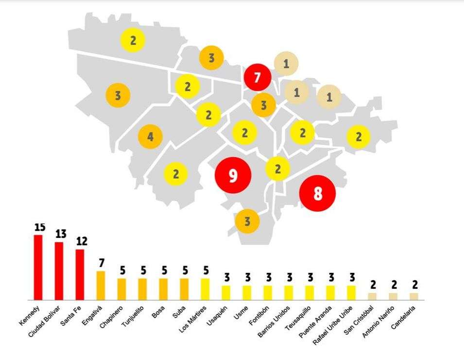 Este es el mapa de calor compartido por la Secretaría de Seguridad.