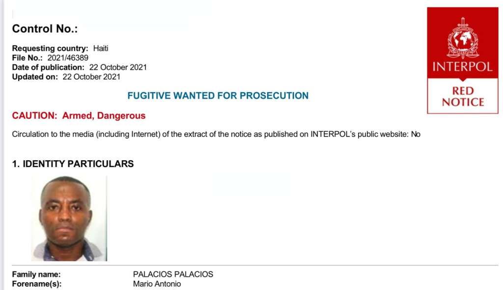 Circular roja de Interpol Contra Mario Palacios, militar (r) colombiano