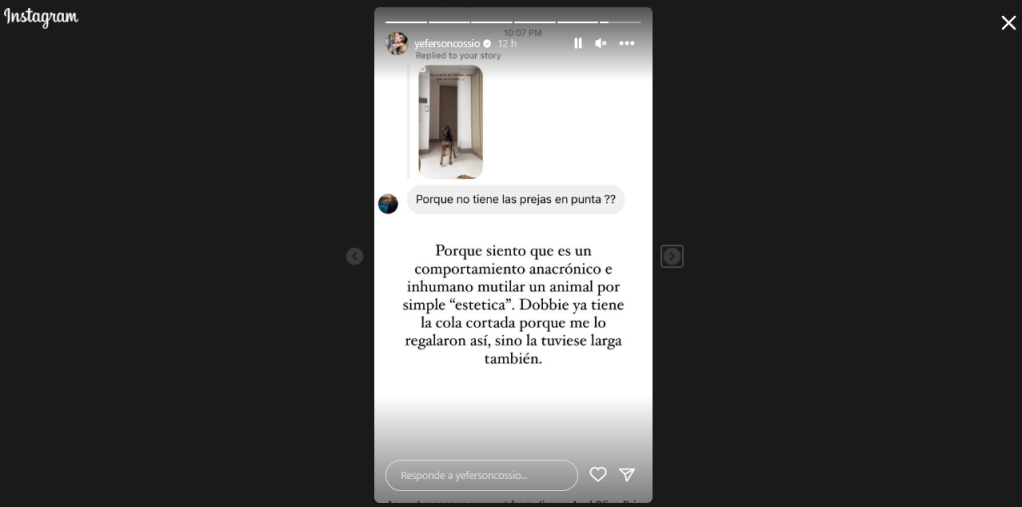 Yeferson Cossio, molesto por quienes piden que le corte la orejas a su perro