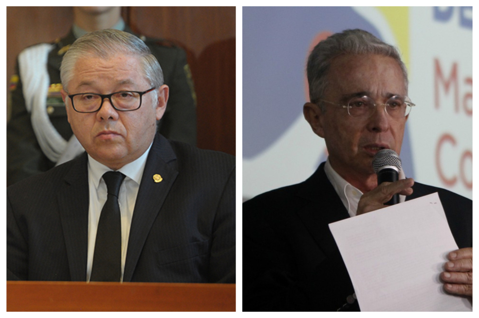 El expresidente y senador Álvaro Uribe(der.) acusa al magistrado José Luis Barceló de quererlo en la cárcel. Barceló lo niega. / Fotos: Cristian Garavito (izq.) y EFE