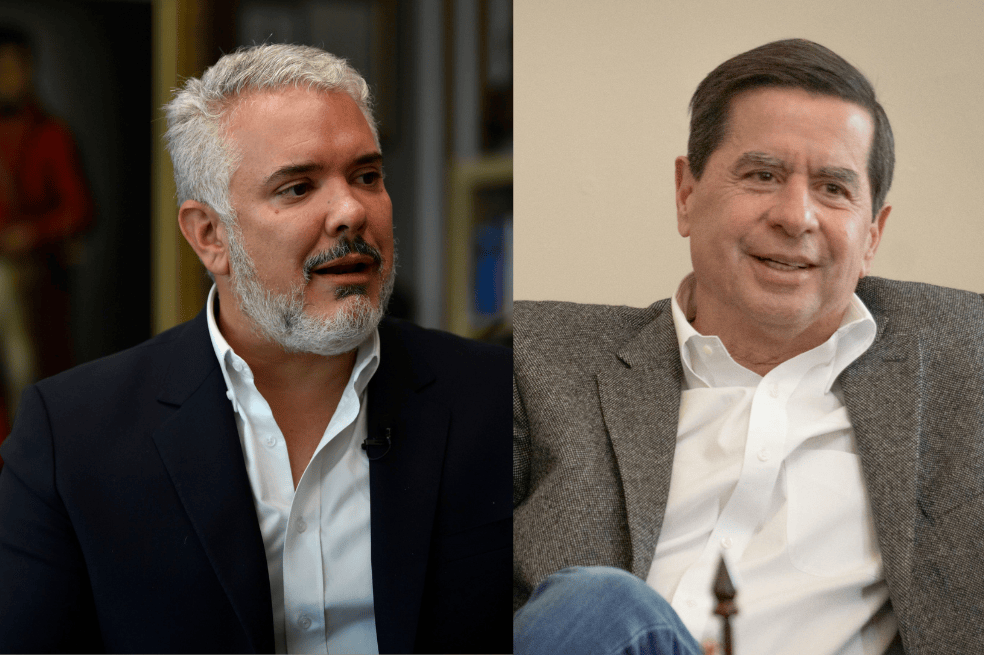 El expresidente Iván Duque y el ministro del Interior, Juan Fernando Cristo.