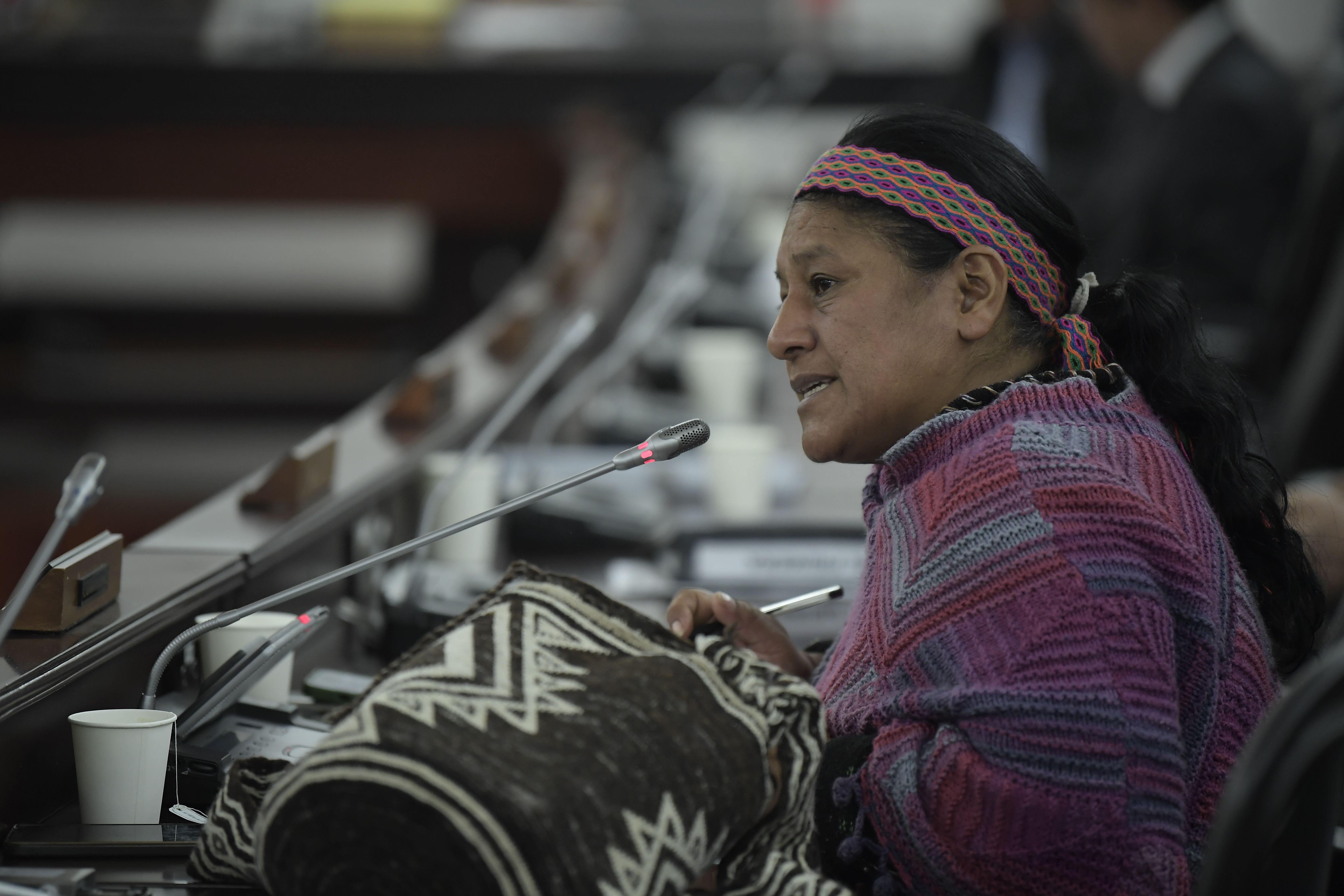 Senadora indígena y miembro del Pacto Histórico, durante el debate por la articulación entre la jurisdicción indígena y la ordinaria ante la Comisión Primera de Senado.