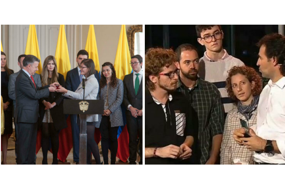 Encuentro del líderes del movimiento 'No Matarás' con el presidente Juan Manuel Santos y el alcalde Federico Gutiérrez, este martes. / Fotos: Fred Solis y cortesía.