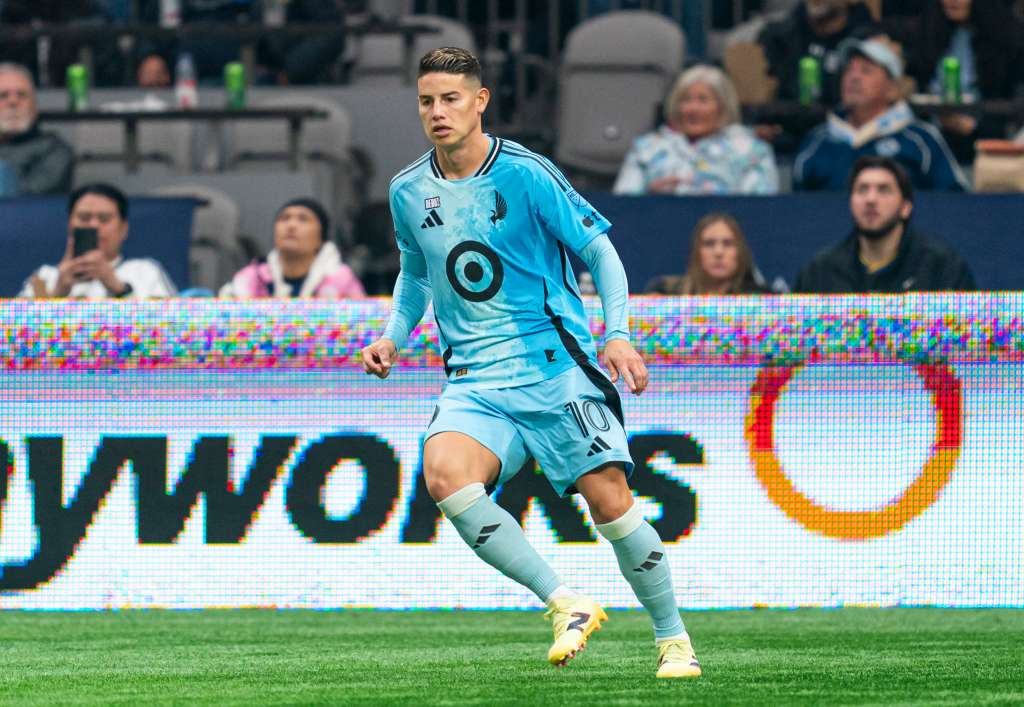 James Rodríguez en el partido entre Minnesota United y Vancouver Whitecaps en el BC Place el 15 de marzo de 2026.