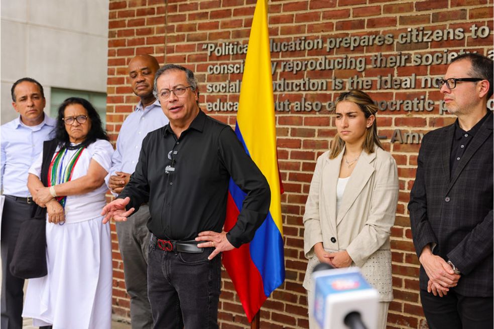 Gustavo Petro en el Queens College de Nueva York.