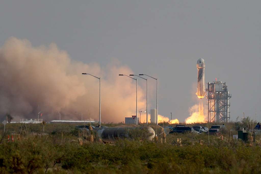 Imagen del despegue de la nave de Blue Origin.