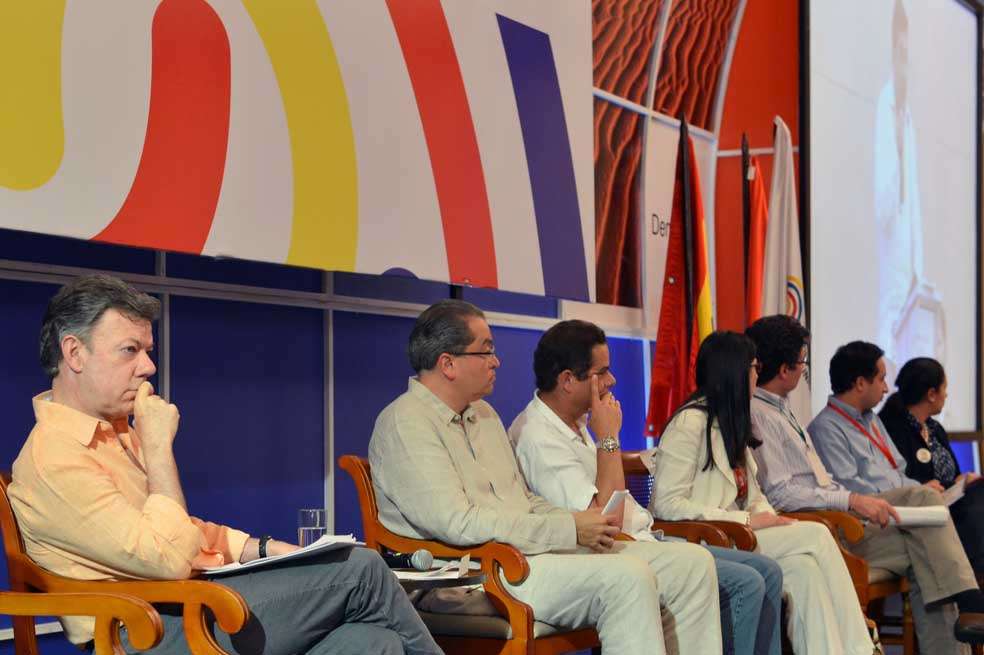 El presidente Santos durante el Congreso Nacional de Municipios, realizado en abril en Cartagena. / Presidencia