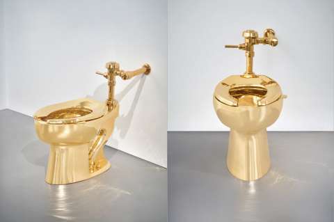 Inodoro de oro de Maurizio Cattelan se vende por 12,1 millones de dólares en Nueva York