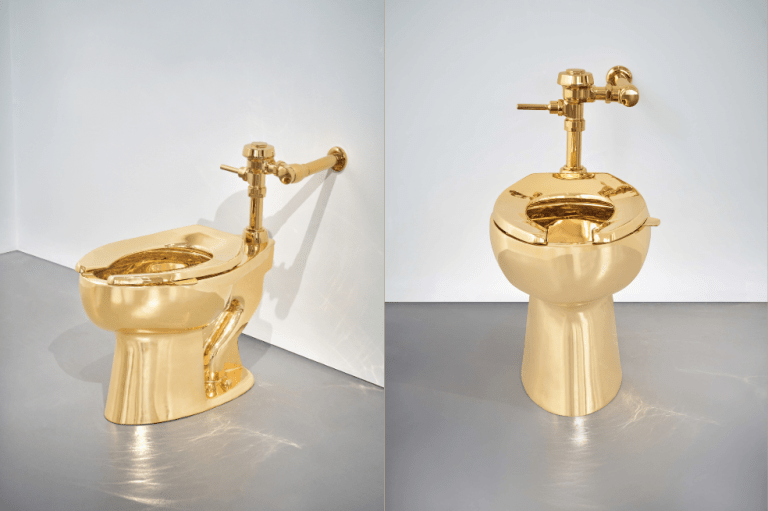 Inodoro de oro de Maurizio Cattelan se vende por 12,1 millones de dólares en Nueva York