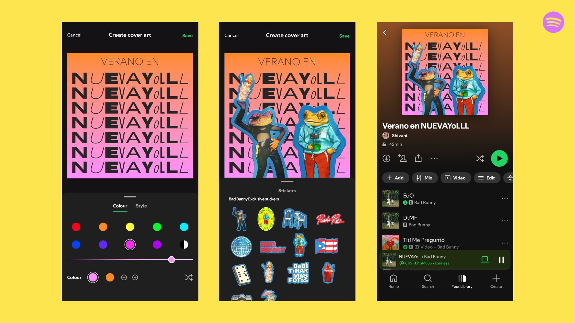 Stickers de Bad Bunny para las playlist de Spotify