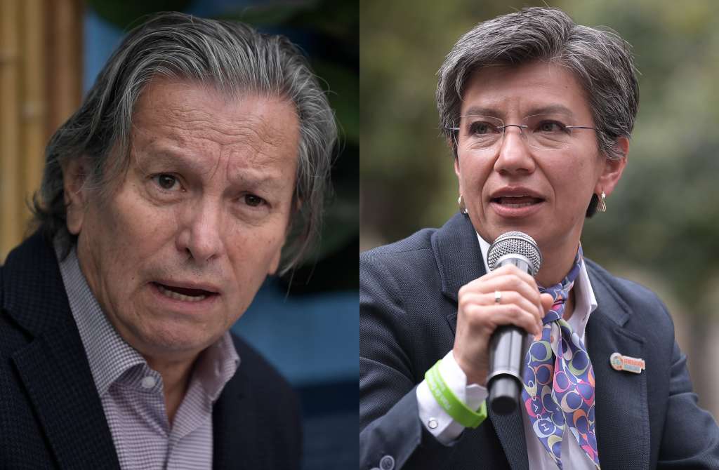 Armando Novoa, jefe de la delegación de Gobierno en los diálogos con el CNEB; y Claudia López, precandidata presidencial.