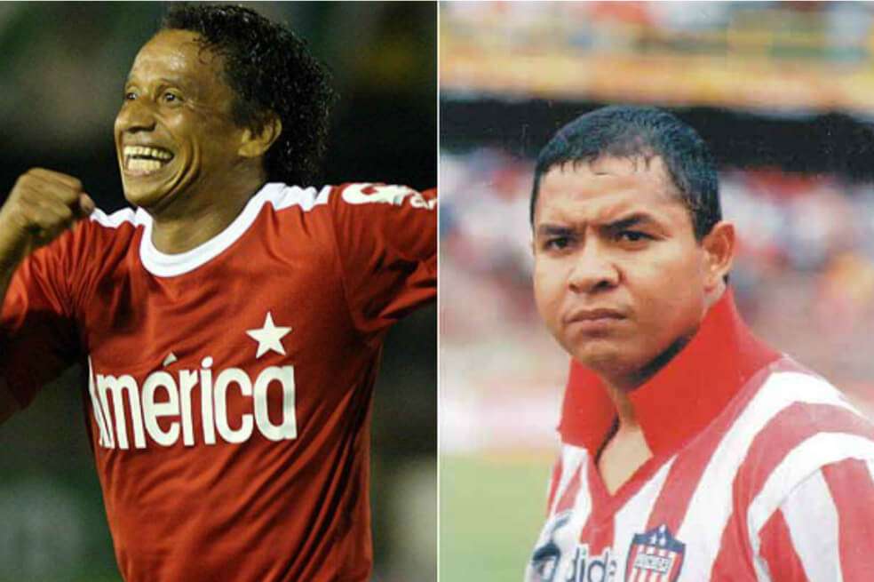 Anthony 'El Pipa' de Ávila e Iván René 'El Bombardero' Valenciano, los goleadores históricos de América de Cali y Júnior de Barranquilla, clubes que disputarán la final de la Liga Águila 2019 II este sábado desde las 4:00 p.m. / Archivo