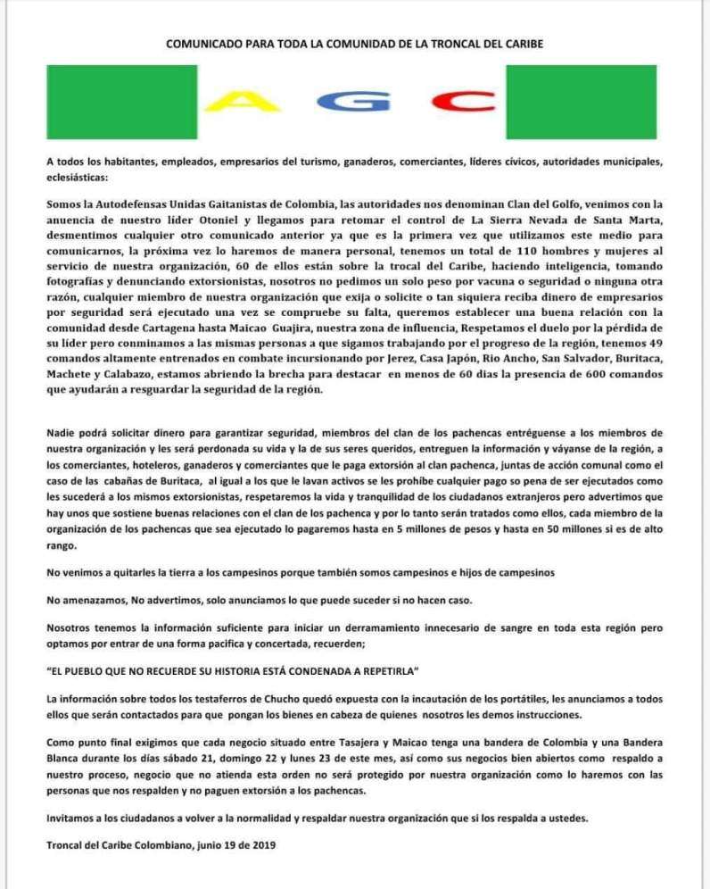 Panfleto que circuló en redes sociales.