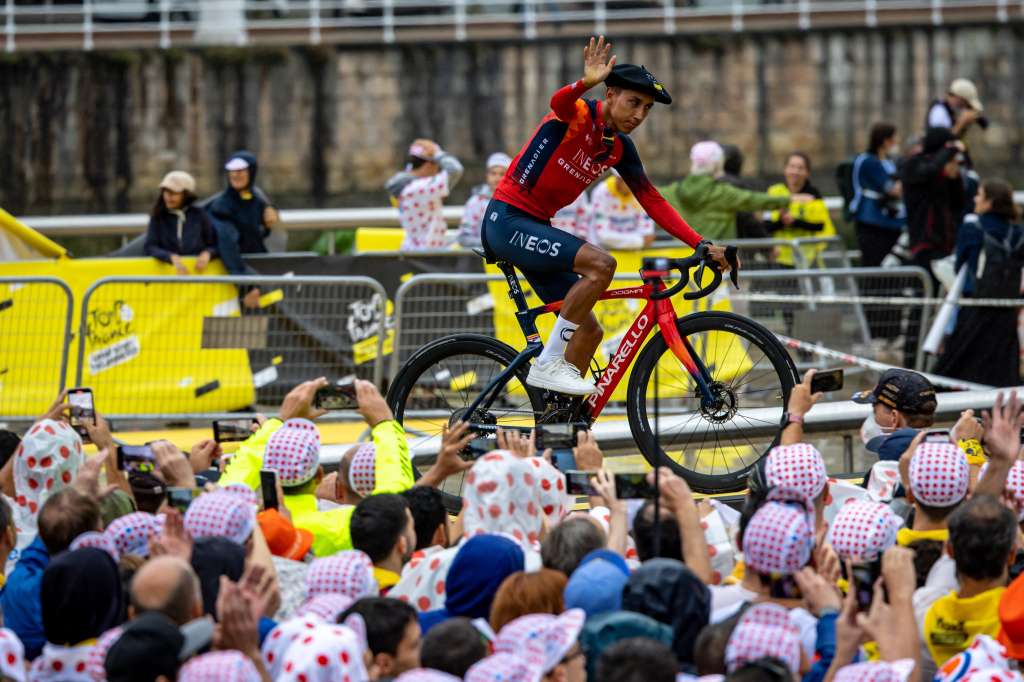 Bilbao (Spain), 29/06/2023.- Colombian rider Egan Bernal of INEOS - Grenadiers team attends the team presentation of the Tour de France 2023 in Bilbao, Spain, 29 June 2023. The Tour de France 2023 will start in Bilbao on 01 July. (Ciclismo, Francia, España) EFE/EPA/MARTIN DIVISEK
