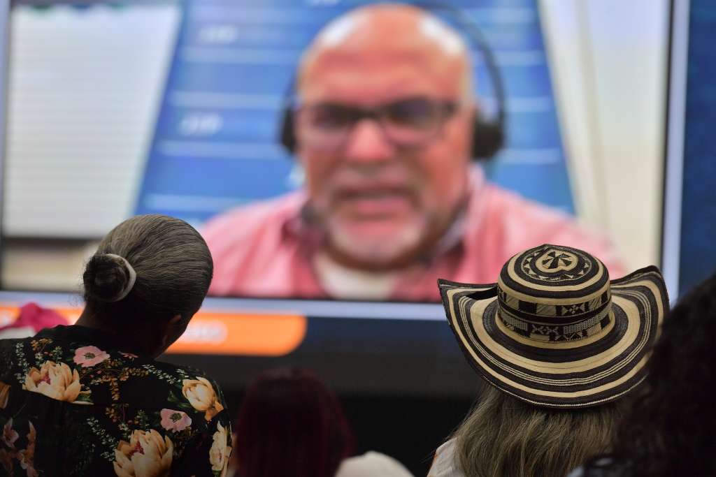 Salvatore Mancuso, durante su segundo día de audiencia ante la JEP en Montería.