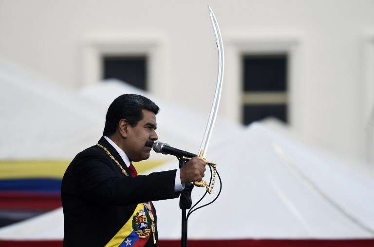 Nicolás Maduro, presidente de Venezuela, durante su acto de posesión el 10 de enero de 2019. / AFP
