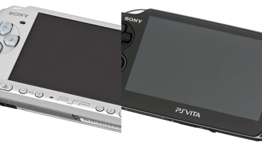 PlayStation Portable (PSP) Slim y Lite de 2007 (izq) y PlayStation Vita (PS Vita) de 2011.