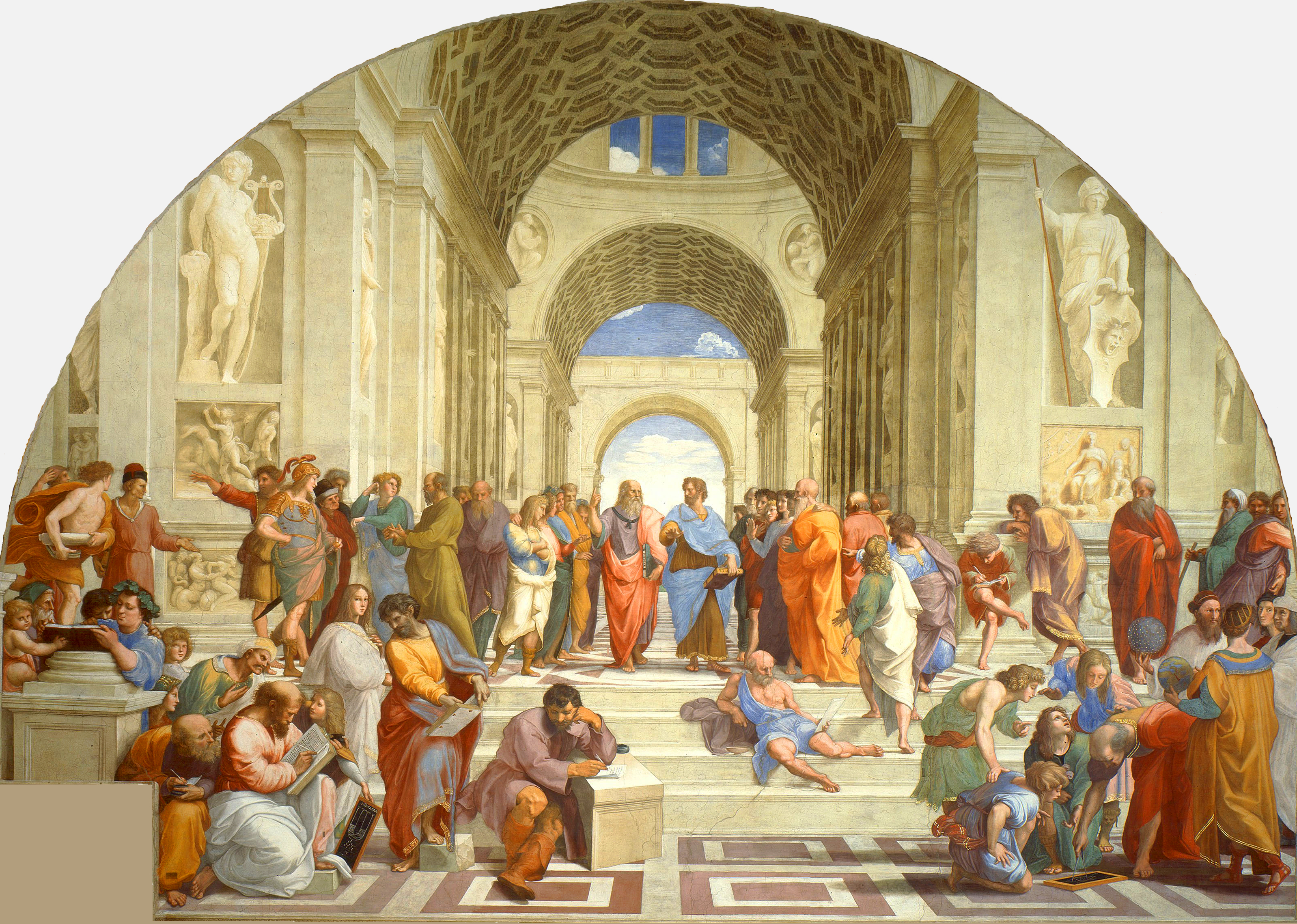 “La Escuela de Atenas”, Rafael de Sanzio (1509). Estancia de la Signatura en el Vaticano.