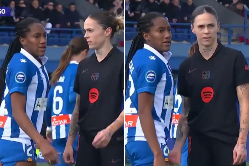 Mapi León (der.) tocó las partes de la colombiana Daniela Caracas, jugadora del Espanyol.