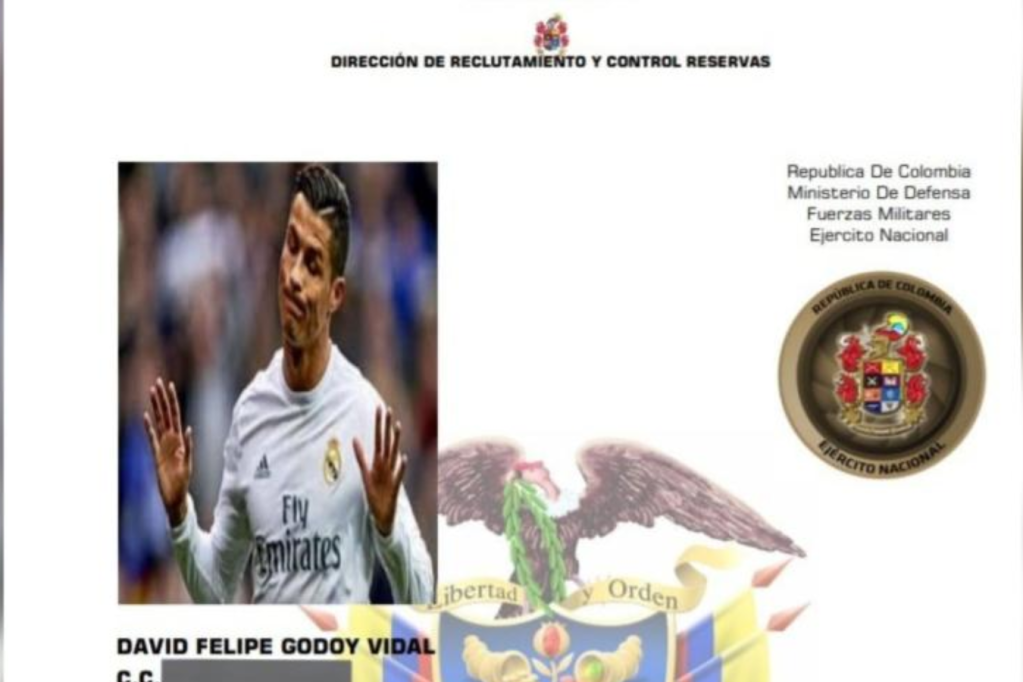 Pantallazo de la libreta militar digital entregada a David Godoy.