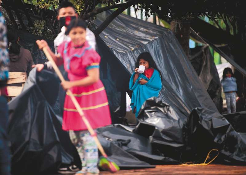 Los indígenas llegaron al parque Tercer Milenio el domingo pasado.