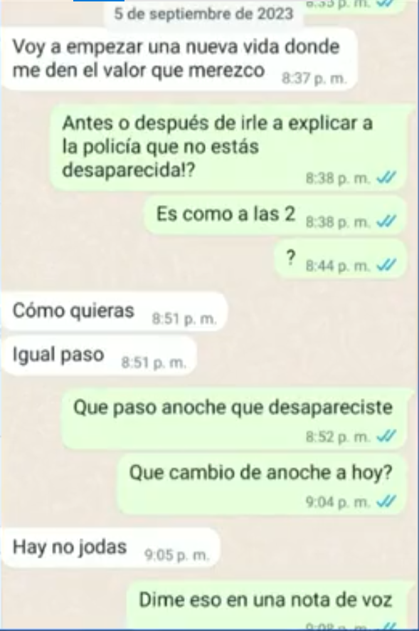 Chat de la víctima.