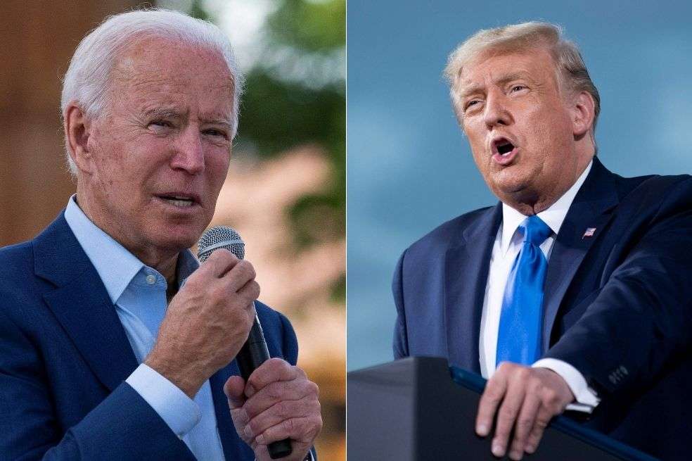 El candidato demócrata a la Presidencia, Joe Biden (i), y el presidente y candidato republicano, Donald Trump (d.).
