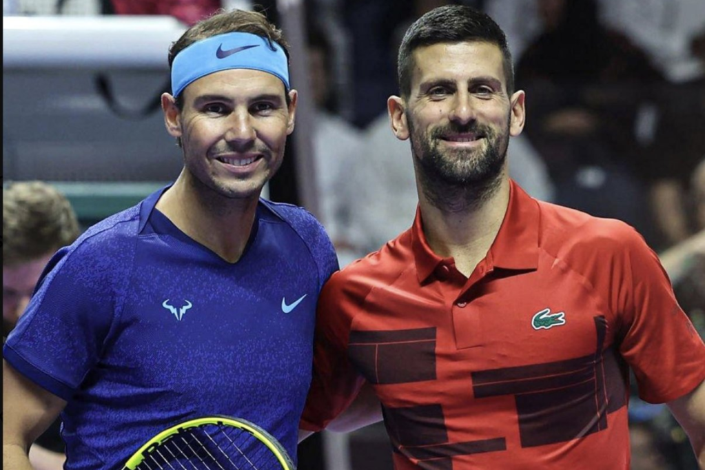 Rafael Nadal (izq.) y Novak Djokovic en el ‘Six Kings Slam’.