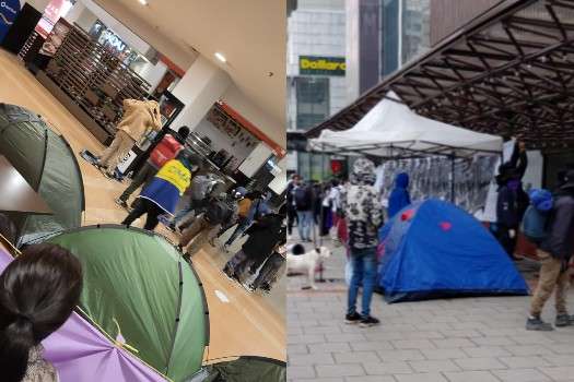 Protesta al frente a entidades de Gobierno Nacional. Centro comercial San Martín.