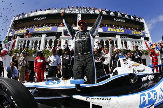 Juan Pablo Montoya, ganador en las 500 millas de Pocono. Foto: AFP