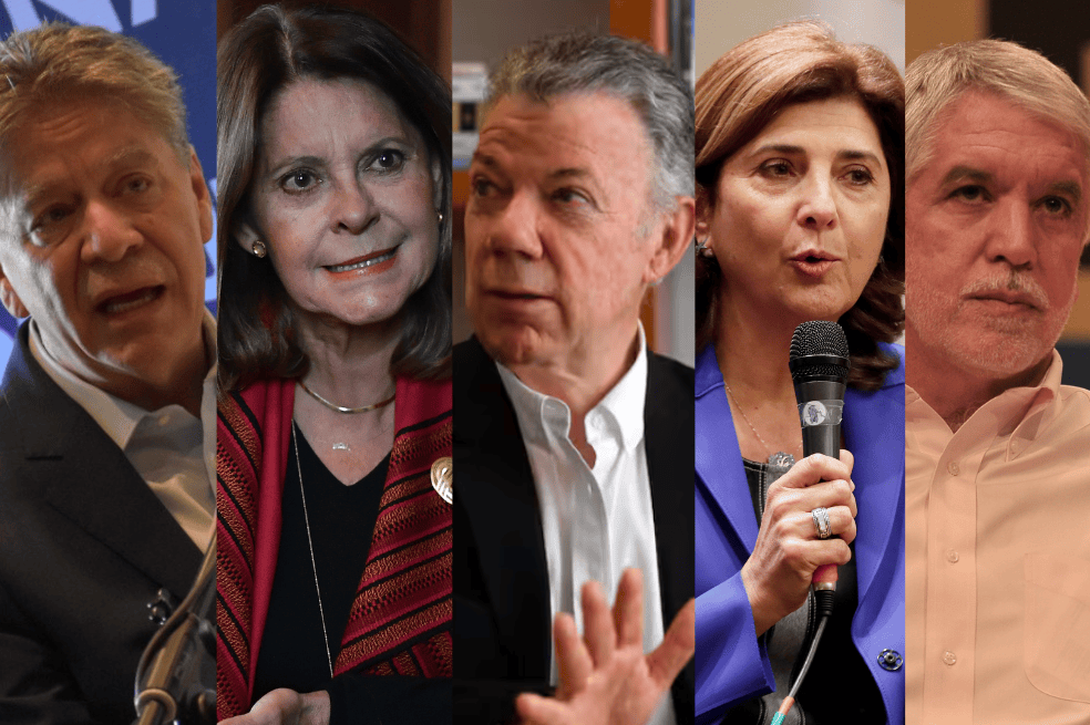 Bruce Mac Master, presidente de la ANDI; Marta Lucía Ramírez, exvicepresidenta; Juan Manuel Santos, expresidente de Colombia; María Ángela Holguín, excanciller; Enrique Peñalosa, exalcalde de Bogotá.