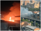 Un muerto dejó incendio en bodega de madera; bomberos siguen en labores de control