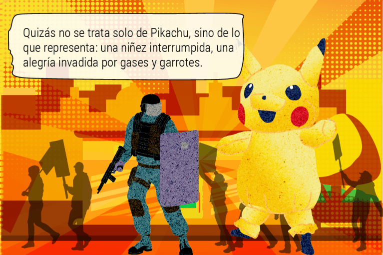Hace treinta años, Pikachu huía del Equipo Rocket. Hoy, este querido roedor eléctrico corre entre gases lacrimógenos y escudos antidisturbios.