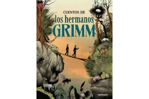La tras escena de la portada de un libro de Cuentos de los Hermanos Grimm
