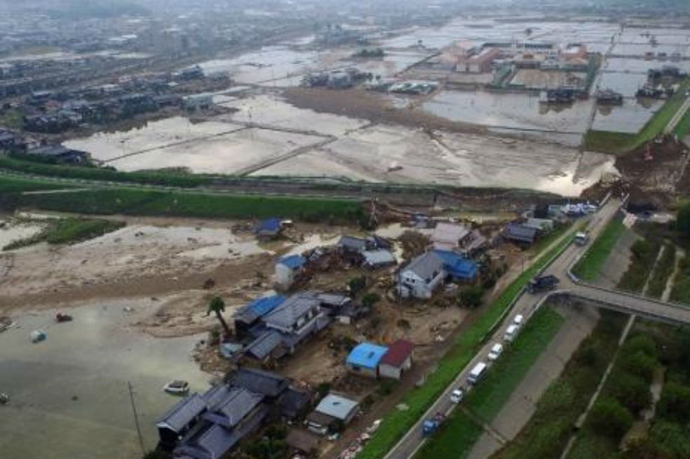 vista aérea de una de las zonas afectadas por las fuertes lluvias en Japón. / EFE