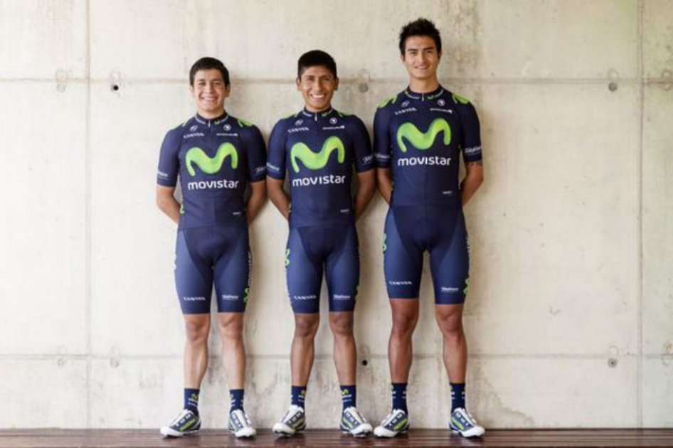 Los boyacenses Dáyer Quintana (izq.), su hermano Nairo y Wínner Anacona. /Movistar
