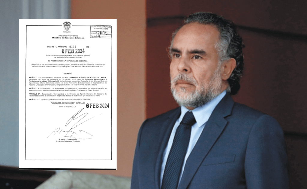 Listo el decreto que nombra a Armando Benedetti como embajador ante la FAO