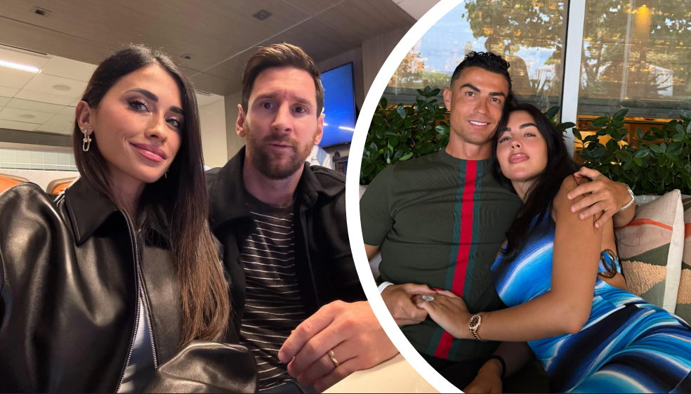 Antonela Rocuzzo, Lionel Messi, Cristiano Ronaldo y Giorgina Rodríguez.