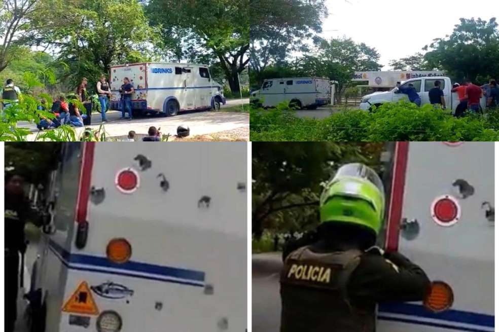 Estas son algunas de las imágenes que circularon en redes sociales sobre el asalto a camión de valores en Valledupar.