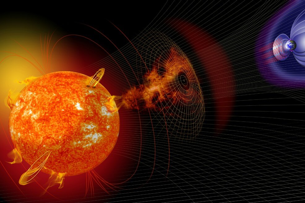 Ilustración de la Nasa para representar fenómenos magnéticos asociados al Sol y la Tierra. / Nasa