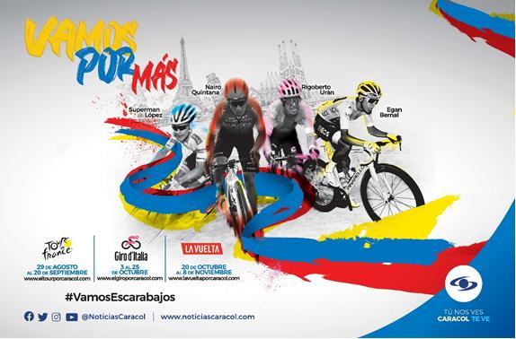 Caracol Televisión transmitirá las tres principales carreras de ciclismo mundial
